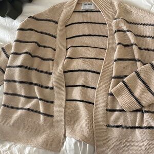 Old Navy Beige and Black Striped Cardigan